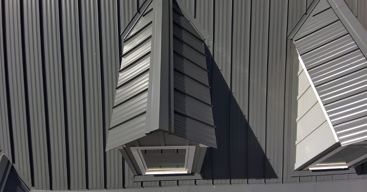Close Up of Standing Seam Roof Dormers and Panel Precision